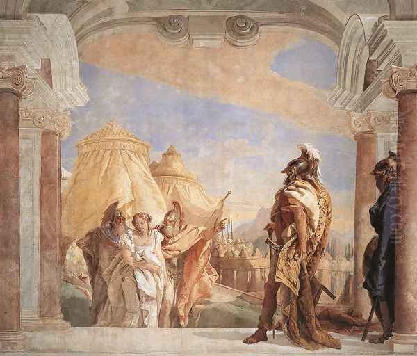 Eurybates and Talthybios Lead Briseis to Agamemmon 1757 Oil Painting by Giovanni Battista Tiepolo