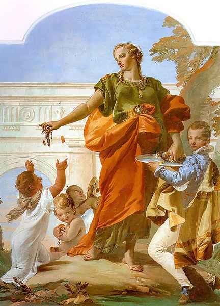 Generosity Bestowing her Gifts 1734 Oil Painting by Giovanni Battista Tiepolo