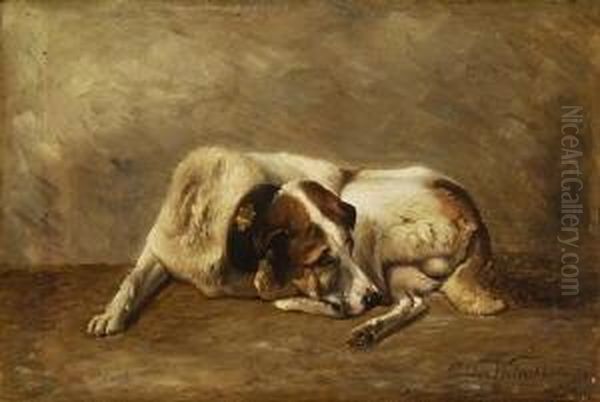 Liegender Hund. Oil Painting by Eugene Joseph Verboeckhoven