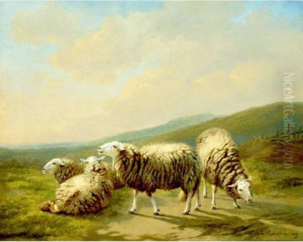 Landscape With Sheep Oil Painting by Eugene Joseph Verboeckhoven