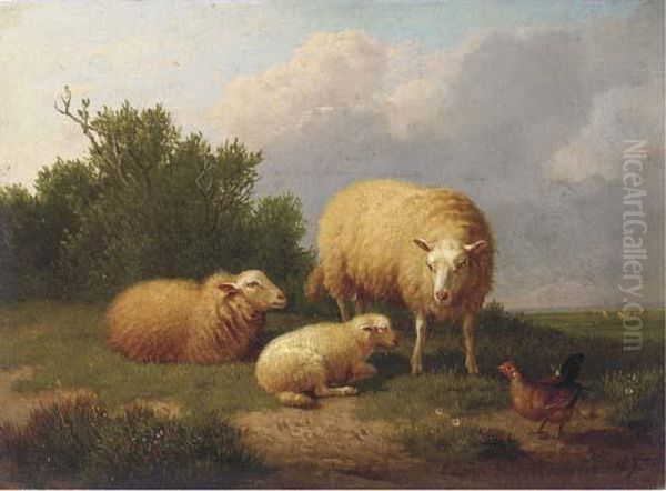 Sheep In A Meadow Oil Painting by Eugene Joseph Verboeckhoven