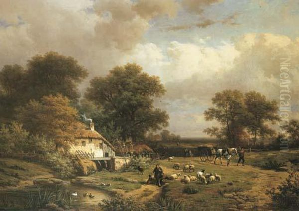 Pastoral Scene Oil Painting by Eugene Joseph Verboeckhoven