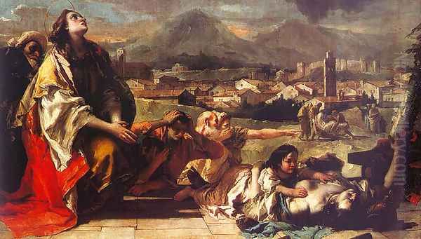 St. Thecla Liberating the City of Este from the Plague (detail) 1759 Oil Painting by Giovanni Battista Tiepolo