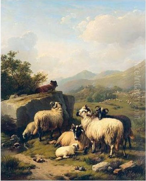 The Guardian Of The Flock Oil Painting by Eugene Joseph Verboeckhoven