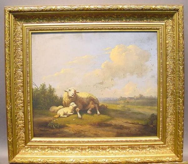 Sheep In Landscape Oil Painting by Eugene Joseph Verboeckhoven