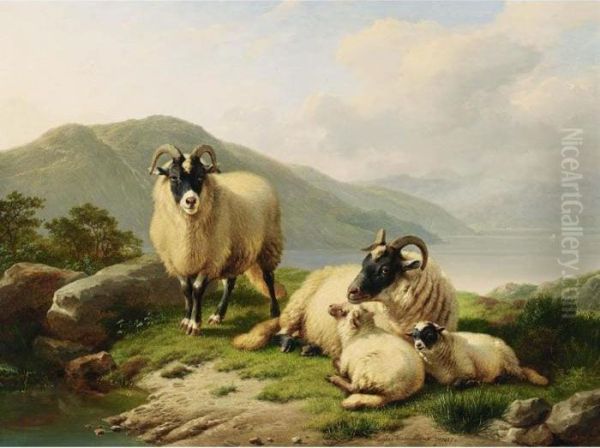 Sheep In A Landscape Oil Painting by Eugene Joseph Verboeckhoven