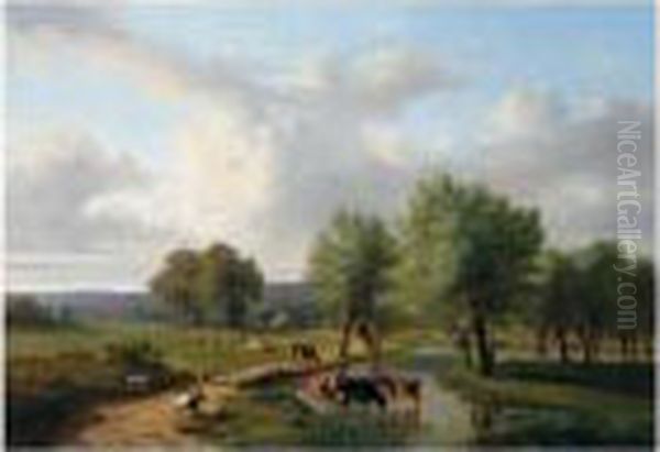 In The Meadows Oil Painting by Eugene Joseph Verboeckhoven