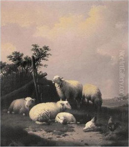 Landscape With Sheep Oil Painting by Eugene Joseph Verboeckhoven