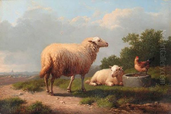 Sheep In A Meadow Oil Painting by Eugene Joseph Verboeckhoven