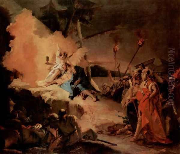 Christ on the Mount of Olives and the angel with the calyx (the suffering) Oil Painting by Giovanni Battista Tiepolo