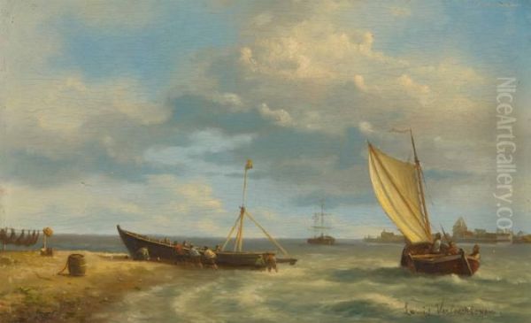 Retour De Peche Oil Painting by Louis Verboeckhoven