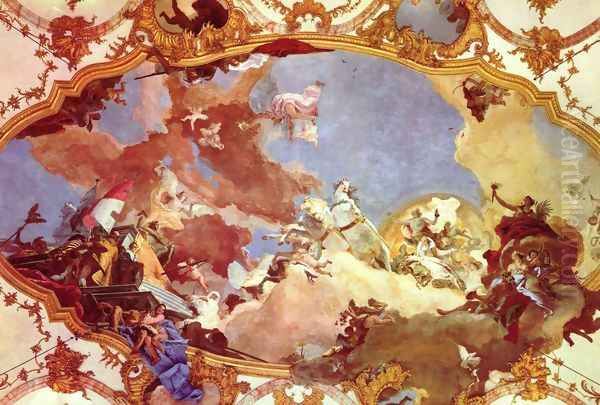 Frescoes in the imperial hall of the Würzburger residence castle, cover fresco, scene, Apollo suppli Oil Painting by Giovanni Battista Tiepolo