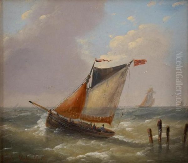 Bateau De Peche Avant La Tempete Oil Painting by Louis Verboeckhoven