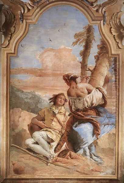 Angelica Carving Medoro's Name on a Tree 1757 Oil Painting by Giovanni Battista Tiepolo