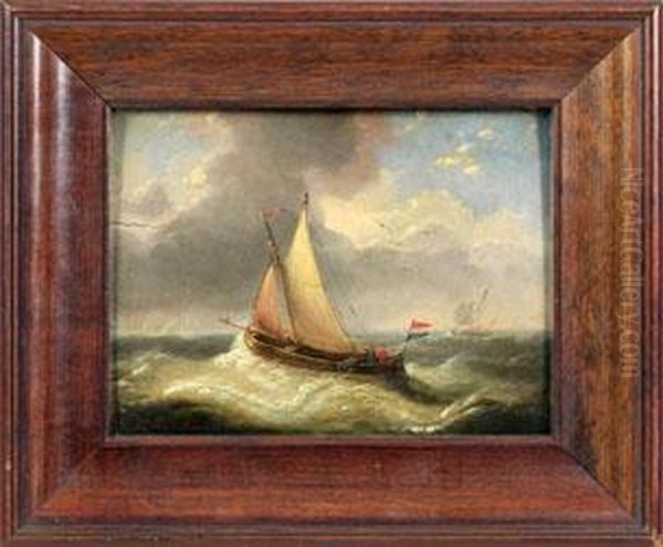 Hollandisches Fischerboot In Sturmischer See Oil Painting by Louis Verboeckhoven