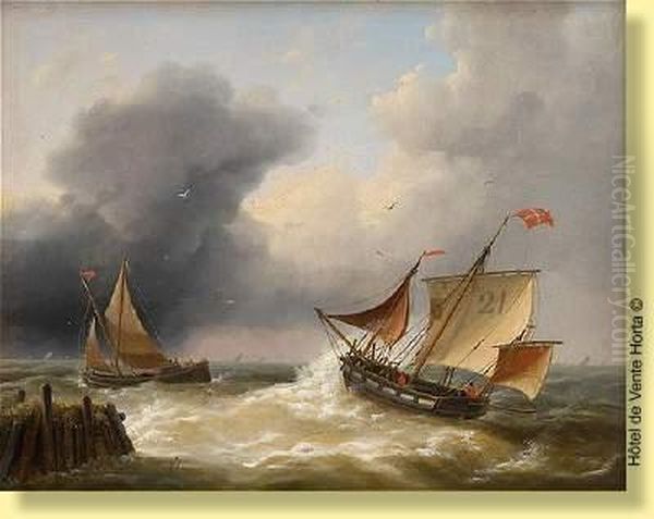 Retour Des Pecheurs Oil Painting by Louis Verboeckhoven