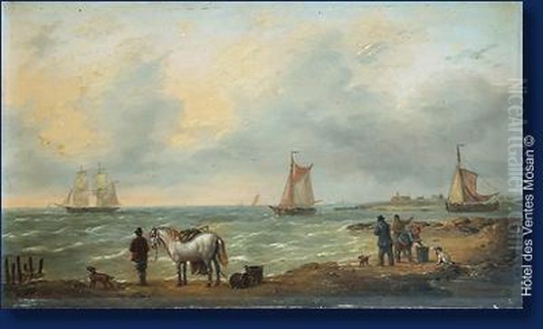 Bord De Mer Anime Oil Painting by Louis Verboeckhoven