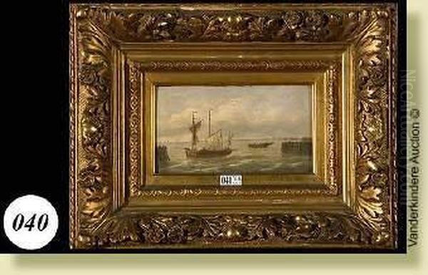 L'entree Du Port Oil Painting by Louis Verboeckhoven