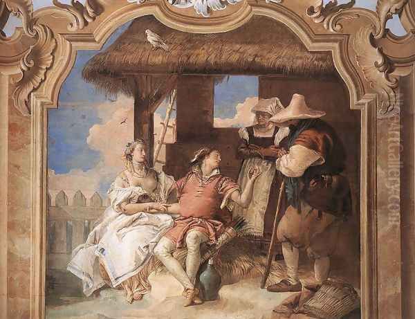 Angelica and Medoro with the Shepherds 1757 Oil Painting by Giovanni Battista Tiepolo