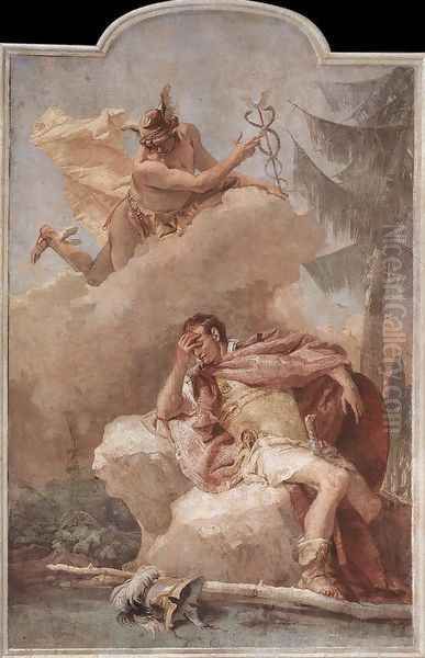 Mercury Appearing to Aeneas 1757 Oil Painting by Giovanni Battista Tiepolo