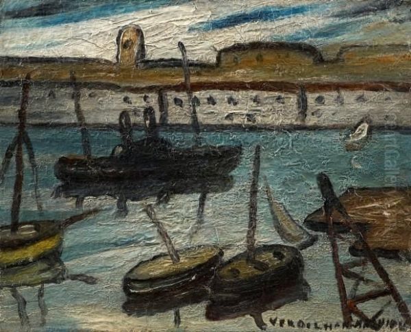 Le Port De Marseille Oil Painting by Louis-Mathieu Verdilhan