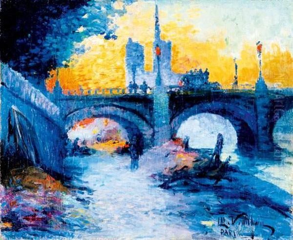 Quai De Seine A Paris, Au Fond Notre-dame Oil Painting by Louis-Mathieu Verdilhan