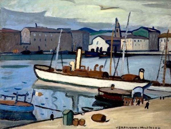 Port De Marseille Oil Painting by Louis-Mathieu Verdilhan