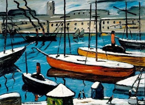 Port De Marseille Sous La Neige Oil Painting by Louis-Mathieu Verdilhan