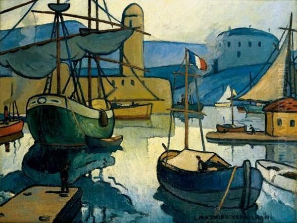 Le Port De Marseille Oil Painting by Louis-Mathieu Verdilhan