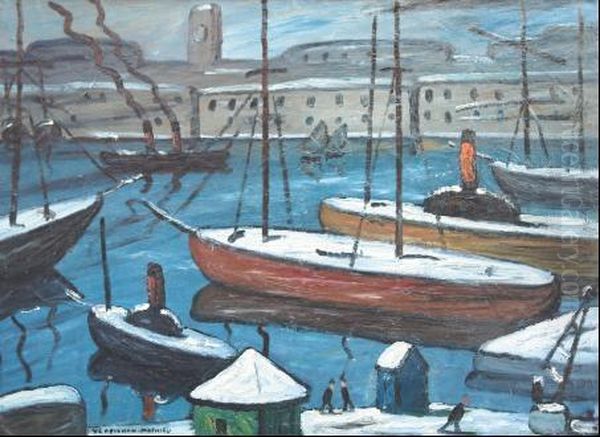 Marseille, Le Vieux Port Sous La Neige Oil Painting by Louis-Mathieu Verdilhan