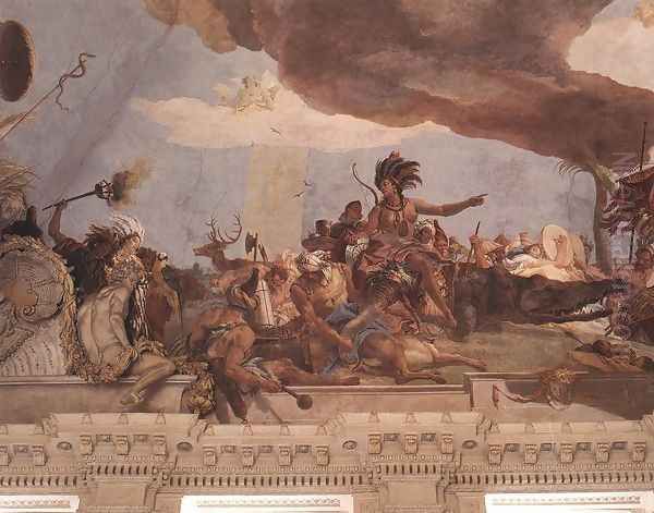 Apollo and the Continents (America, left-hand side) 1752-53 Oil Painting by Giovanni Battista Tiepolo