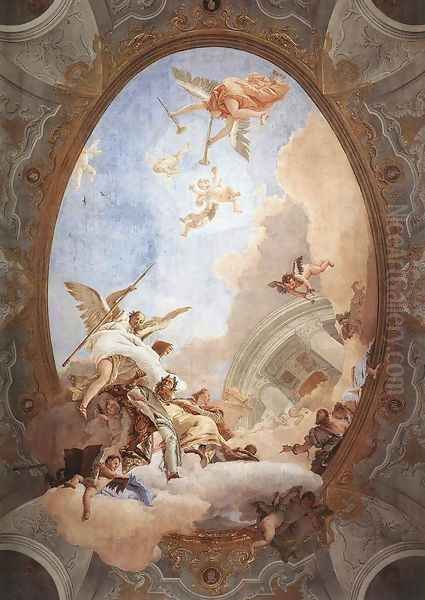 Allegory of Merit Accompanied by Nobility and Virtue Oil Painting by Giovanni Battista Tiepolo