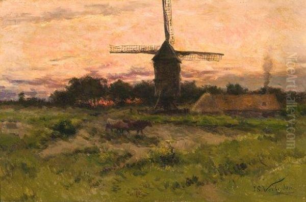 Moulin Dans Un Paysage Au Crepuscule Oil Painting by Isidore Verheyden