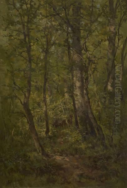 Cerf Et Biches Enforet Oil Painting by Isidore Verheyden