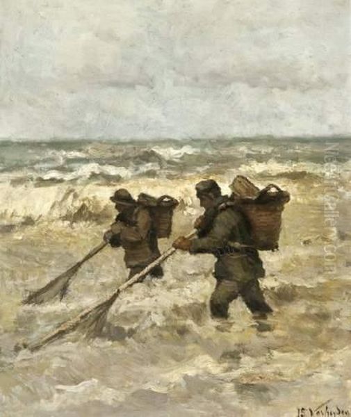 Garnaalvissers Aan Het Werk Oil Painting by Isidore Verheyden