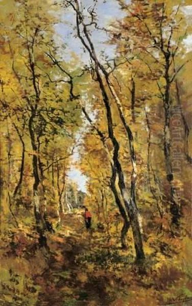 Sous-bois - Chemin Dans La Foret De Soignes Oil Painting by Isidore Verheyden