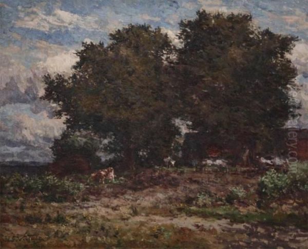 Orchard With Cows And Farmhouse Oil Painting by Isidore Verheyden