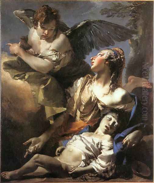 The Angel Succouring Hagar 1732 Oil Painting by Giovanni Battista Tiepolo