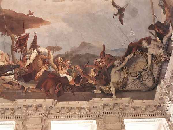 Apollo and the Continents (America, right-hand side) 1752-53 Oil Painting by Giovanni Battista Tiepolo