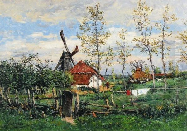 Summer Landscape Withmill And Farmstead Oil Painting by Isidore Verheyden