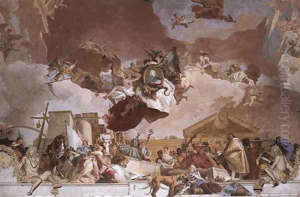 Apollo and the Continents (Europe, overall view) 1752-53 Oil Painting by Giovanni Battista Tiepolo