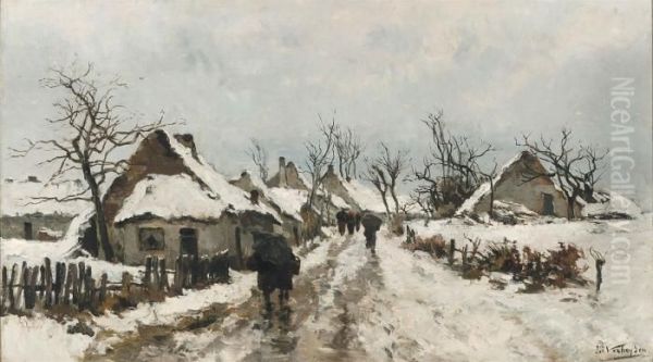 Neige A La Hulpe Oil Painting by Isidore Verheyden