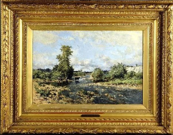 [vache Traversant La Riviere] Oil Painting by Isidore Verheyden