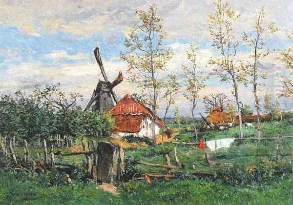 Zomerlandschap Met Molen En Hoeve Oil Painting by Isidore Verheyden