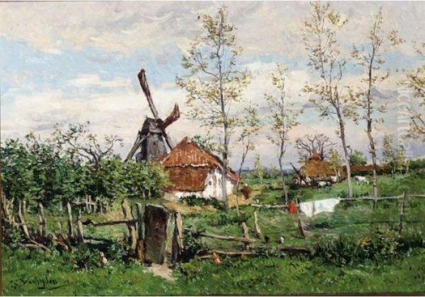 Paysage Au Moulin Oil Painting by Isidore Verheyden