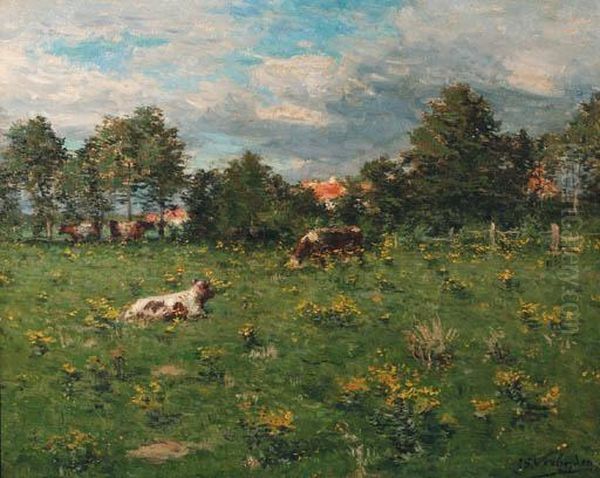 Cattle Resting In A Summer Meadow Oil Painting by Isidore Verheyden