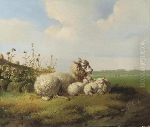 In The Meadow Oil Painting by Albertus Verhoesen