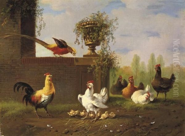 A Feathered Feast Oil Painting by Albertus Verhoesen