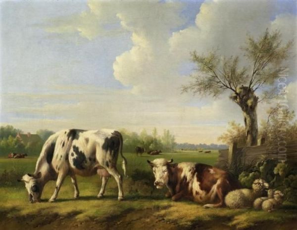 Cattle On The Meadows by Albertus Verhoesen