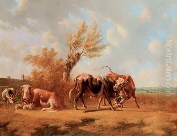 Fighting Bulls by Albertus Verhoesen